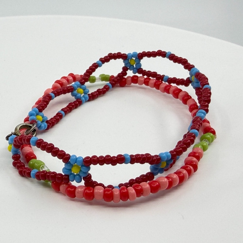 Multi-Strand Daisy Seed Bead Bracelet Set - Colorful Boho Jewelry